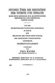 Tapa de Studien über die Reduktion der Nitrite und Nitrate
