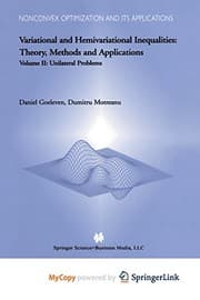 Tapa de Variational and Hemivariational Inequalities - Theory, Methods and Applications : Volume II