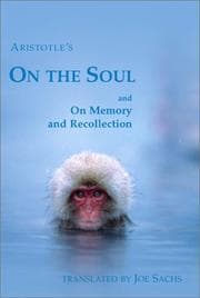 Tapa de Aristotle's On the Soul and On Memory and Recollection