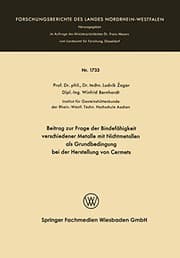 Tapa de Beitrag zur Frage der Bindefähigkeit Verschiedener Metalle mit Nichtmetallen als Grundbedingung bei der Herstellung von Cermets