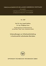 Tapa de Untersuchungen zur Arbeitszeiteinteilung in Kontinuierlich Arbeitenden Betrieben