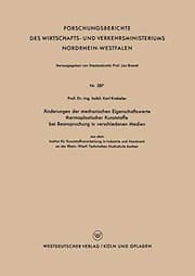 Tapa de Änderungen der mechanischen Eigenschaftswerte thermoplastischer Kunststoffe bei Beanspruchung in verschiedenen Medien