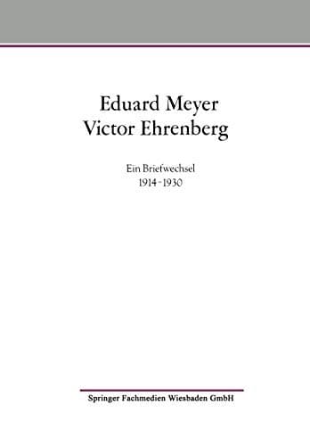 Tapa de Eduard Meyer Victor Ehrenberg