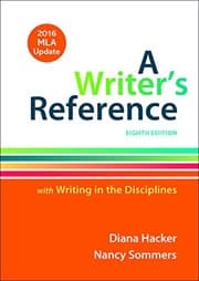 Tapa de A Writer's Reference with Writing in the Disciplines with 2016 MLA Update