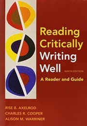 Tapa de Reading Critically, Writing Well 9e & WritingClass