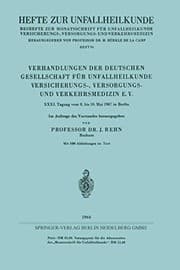 Tapa de Verhandlungen der Deutschen Gesellschaft für Unfallheilkunde Versicherungs-, Versorgungs- und Verkehrsmedizin E. V.