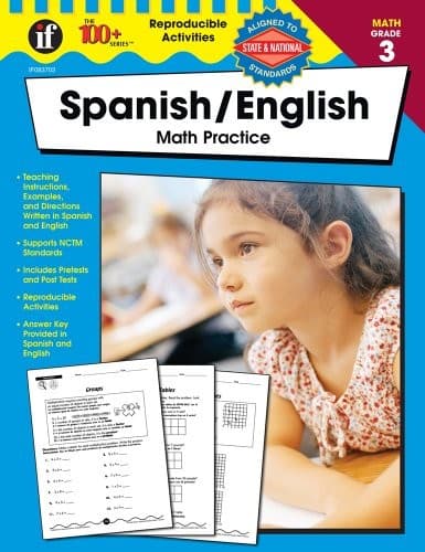 Tapa de English/Spanish Math Practice, Grade 3
