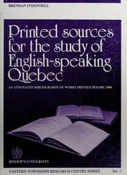 Tapa de Printed sources for the study of English-speaking Quebec