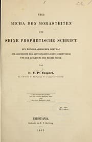 Tapa de Über micha den morasthiten und seine prophetische schrift...