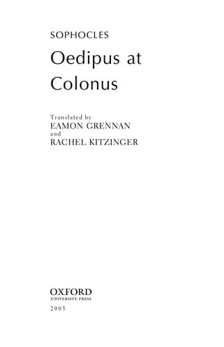 Tapa de Oedipus at Colonus