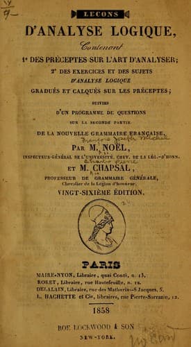 Tapa de Leçons d'analyse logique, contenant le des préceptes sur l'art d'analyser