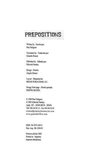 Tapa de Prepositions