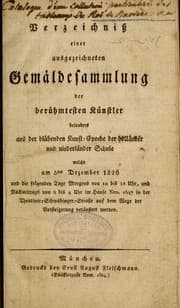 Tapa de Verzeichnis einer ausgezeichneten Gemäldesammlung der berühmtesten Künstler besonders aus der blühenden Kunst-Epoche der holländer und niederländer Schule