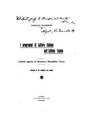 Tapa de I programmi di Lettere italiane nell' Istituto Tecnico. Lettera aperta al Senatore Benedetto Croce
