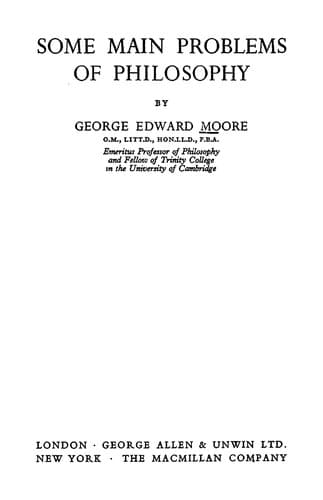 Tapa de Some Main Problems of Philosophy