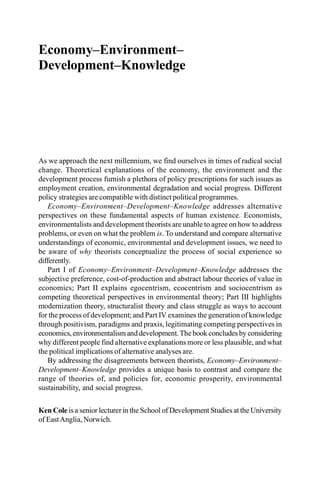 Tapa de Economy-Environment-Development-Knowledge
