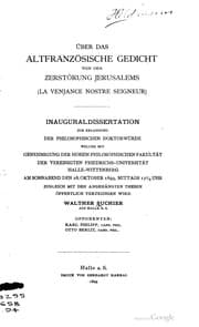 Tapa de Über das altfranzösische Gedicht von der Zerstörung Jerusalems (La venjance Nostre Seigneur)