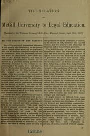 Tapa de The relation of McGill University to legal education