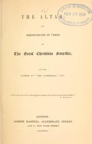 Tapa de Altar, or, Meditations in verse on the great christian sacrifice