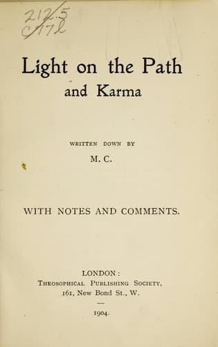 Tapa de Light on the path and Karma