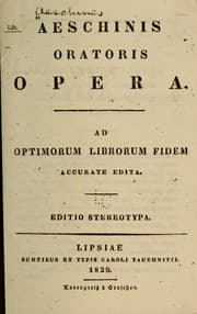 Tapa de Aeschinis, oratoris, Opera