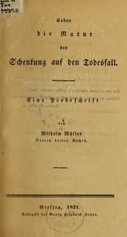 Tapa de Ueber die Natur der Schenkung auf den Todesfall
