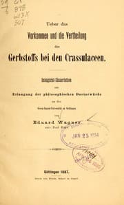 Tapa de Ueber das Vorkommen und die Vertheilung des Gerbstoffs bei den Crassulaceen ...