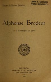Tapa de Alphonse Brodeur de la Compagnie de Jésus
