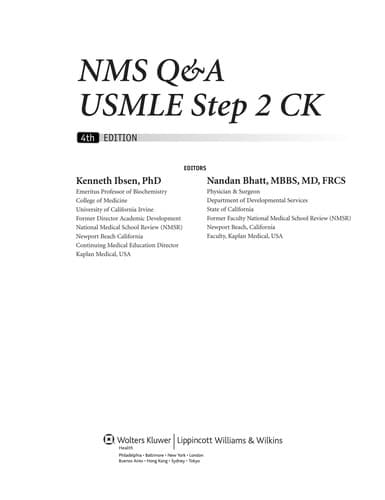 Tapa de NMS Q & A USMLE step 2 CK