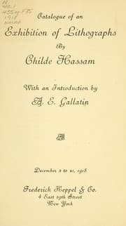 Tapa de Catalogue of an exhibition of lithographs by Childe Hassam
