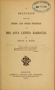 Tapa de Selection from the poems and prose writings of Mrs. Anna Laetitia Barbauld