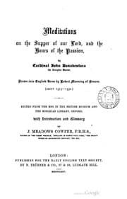 Tapa de Meditations on the supper of our Lord, and the hours of the Passion