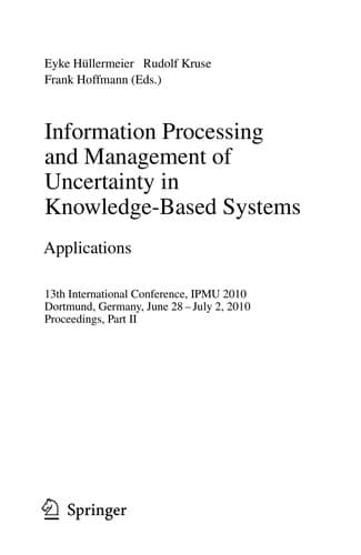 Tapa de Information Processing and Management of Uncertainty in Knowledge-Based Systems. Applications