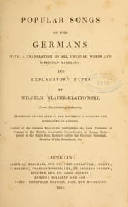 Tapa de Popular songs of the Germans