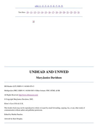 Tapa de Undead and unwed