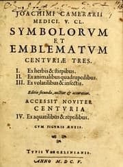 Tapa de Joachimi Camerarii Symbolorvm et emblematvm centvriæ tres