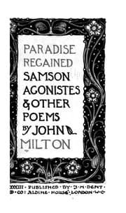 Tapa de Paradise Regained, Samson Agonistes & Other Poems