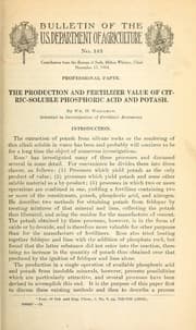 Tapa de The production and fertilizer value of citric-soluble phosphoric acid and potash
