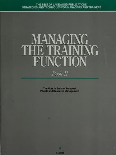 Tapa de Managing the Training Function