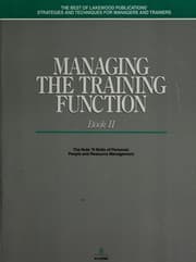 Tapa de Managing the Training Function