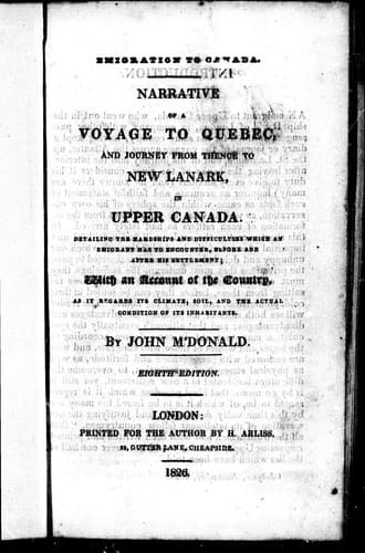 Tapa de Emigration to Canada