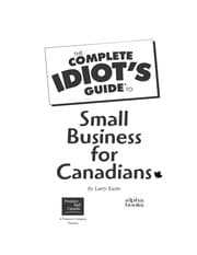 Tapa de The complete idiot's guide to small business for Canadians