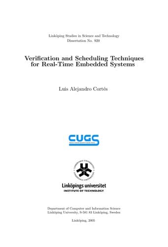Tapa de Verification and scheduling techniques for real-time embedded systems