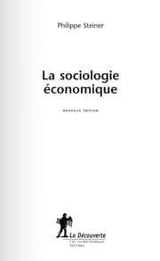 Tapa de La sociologie e conomique