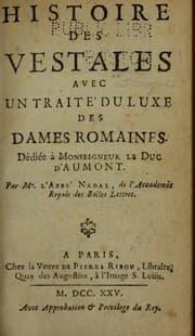 Tapa de Histoire des vestales