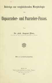 Tapa de Beitra ge zur vergleichenden Morphologie des Unpaarzeher- und Paarzeher-Fusses