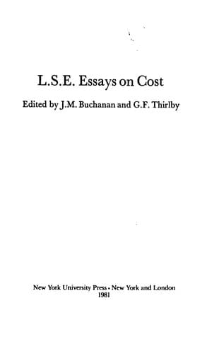 Tapa de L.S.E. essays on cost