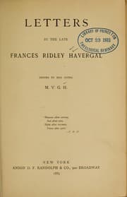 Tapa de Letters by the late Frances Ridley Havergal