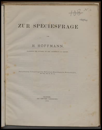 Tapa de Zur Speciesfrage