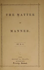 Tapa de The matter of manner